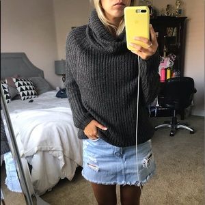Grey turtleneck sweater